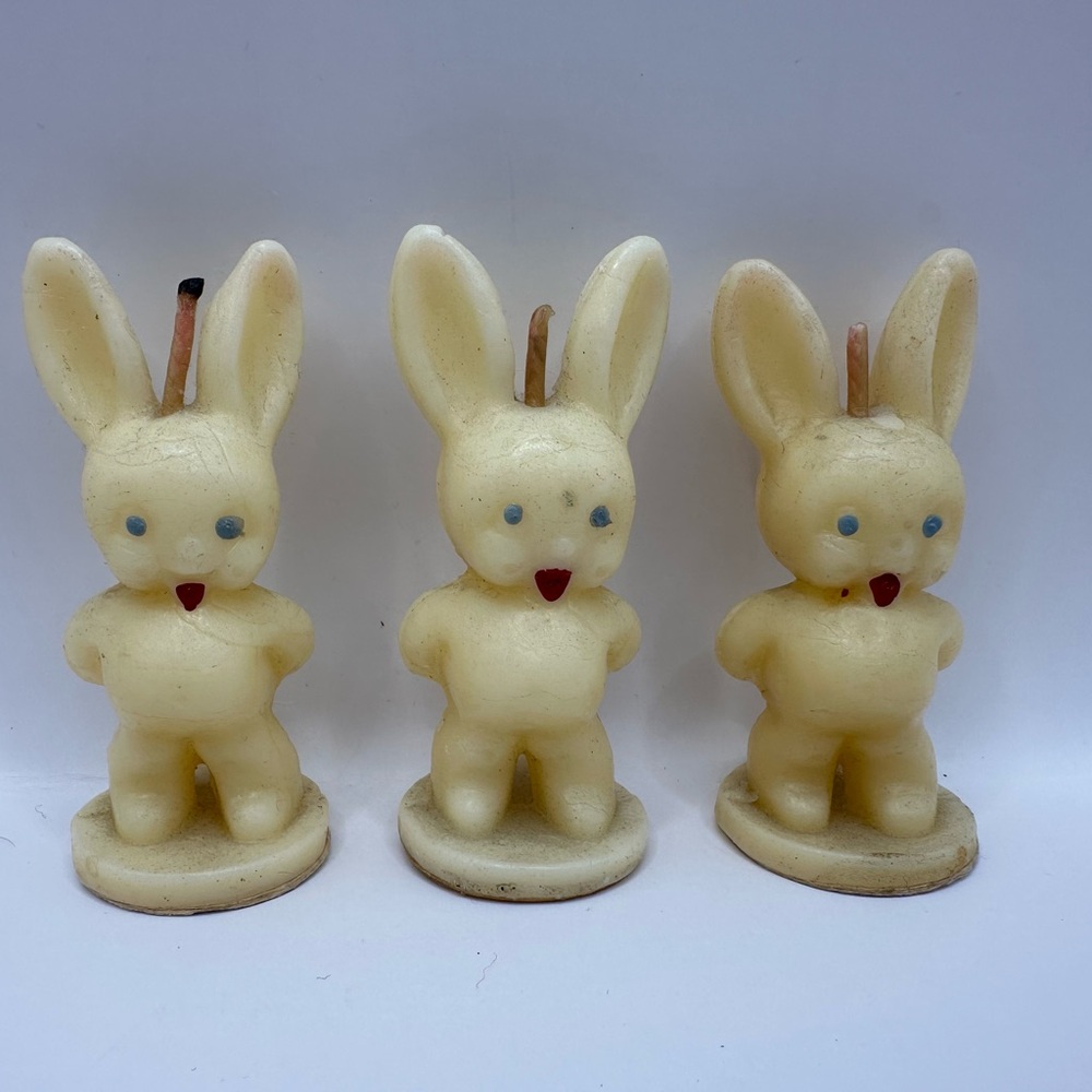 Three vintage Tavern Easter bunny candles